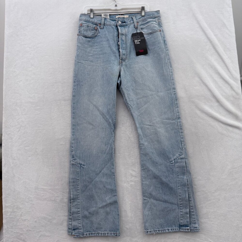 Levis Jeans Womens 32x32 Blue Premium Ribcage Split Flare High Rise Boho